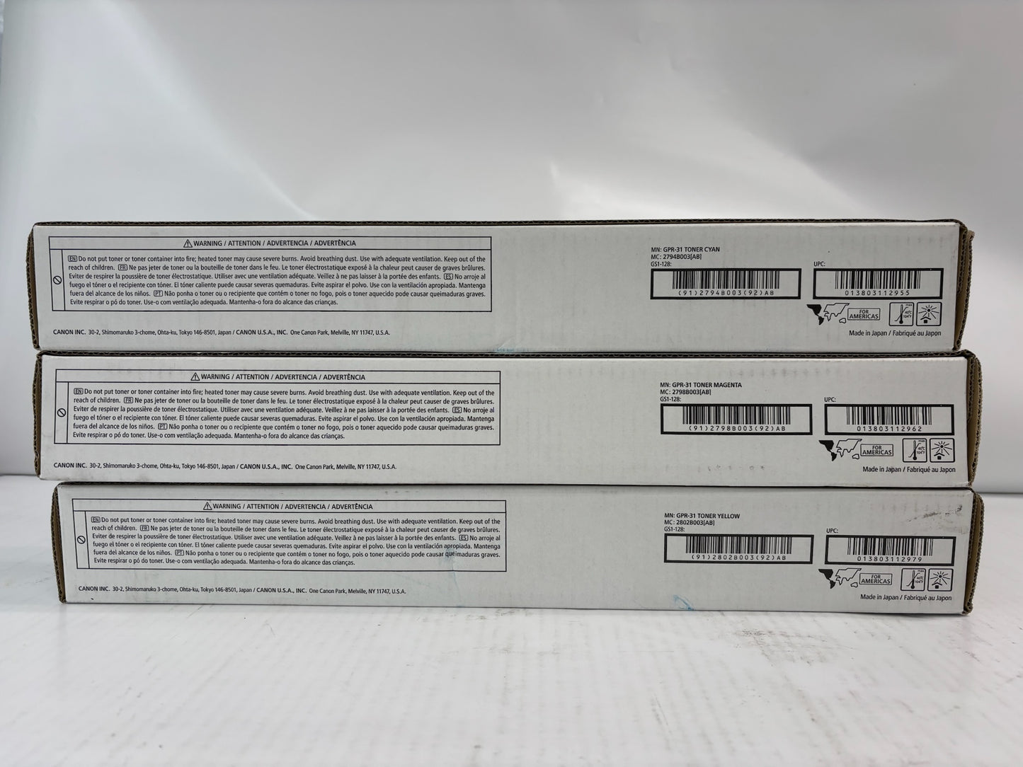 3 New Genuine Canon iR ADV C5030,C5035,C5235,C5240 GPR31, GPR-31 CMY Toners