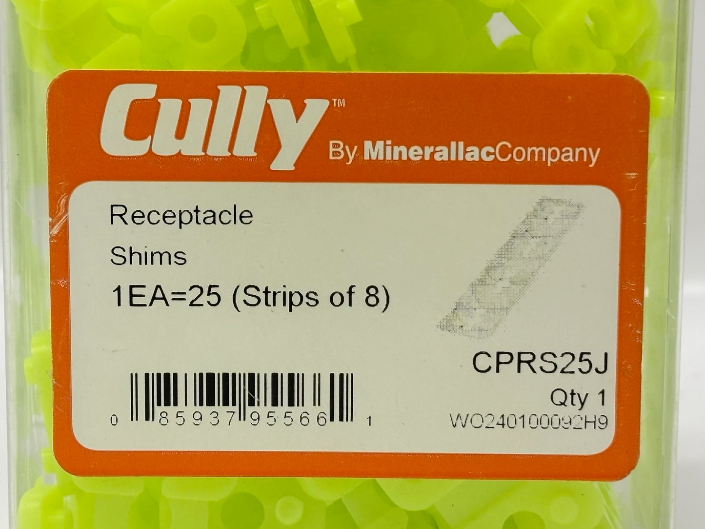 125PK Minerallac CPRS25J Receptacle Shim – 1⁄8" Spacing, 25-Strip Jar