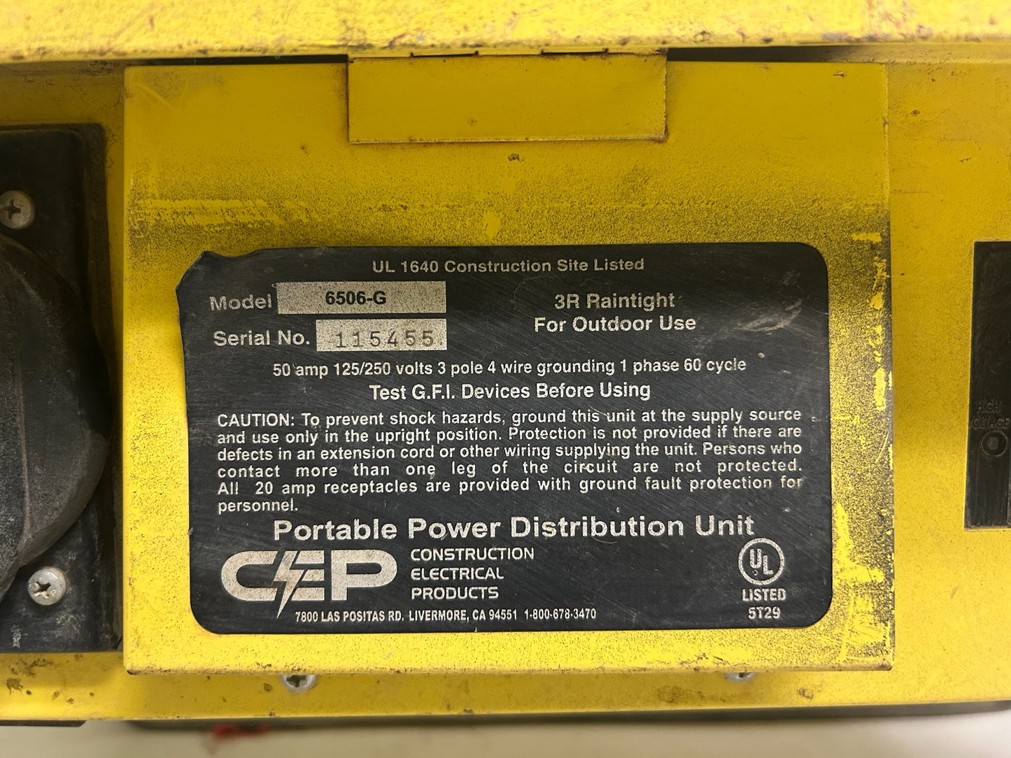CEP 6506-G Construction Electrical Products 50-Amp Single Phase Portable Power Distribution Box