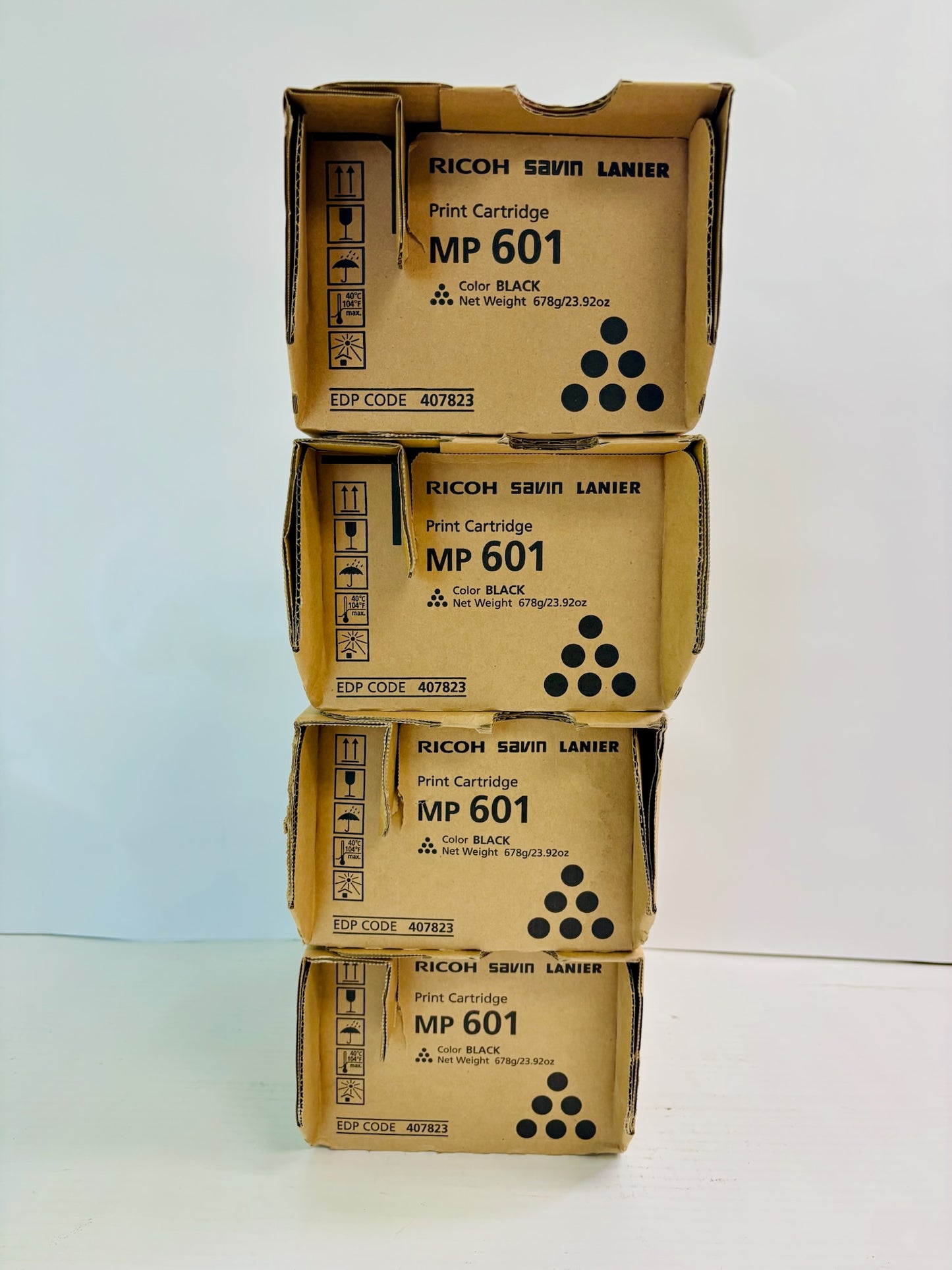 4 Genuine Ricoh MP 501SPF, 601SPF Black Toner (MP 601) 407823