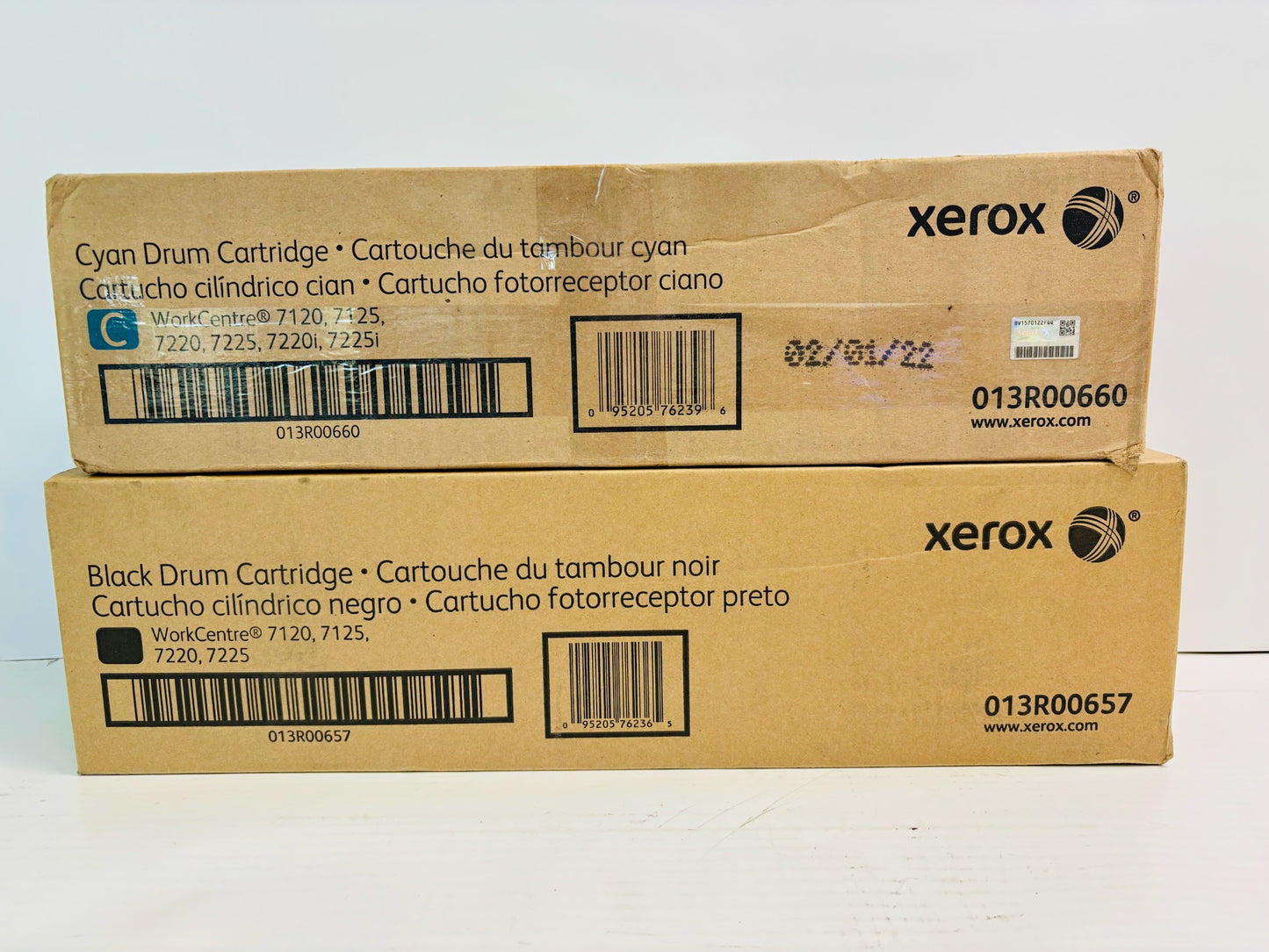 2 Genuine Xerox WorkCentre 7120, 7125 Cyan & Black Drum Unit 013R00657, 013R00660
