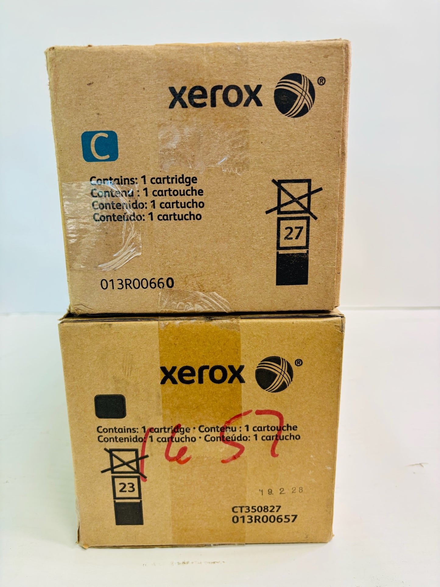 2 Genuine Xerox WorkCentre 7120, 7125 Cyan & Black Drum Unit 013R00657, 013R00660