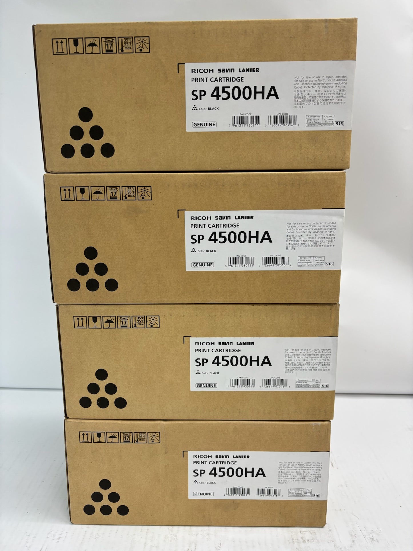 Lot of 4 Genuine Ricoh SP4500HA, 4510dn Black Toners 407316 M901-17
