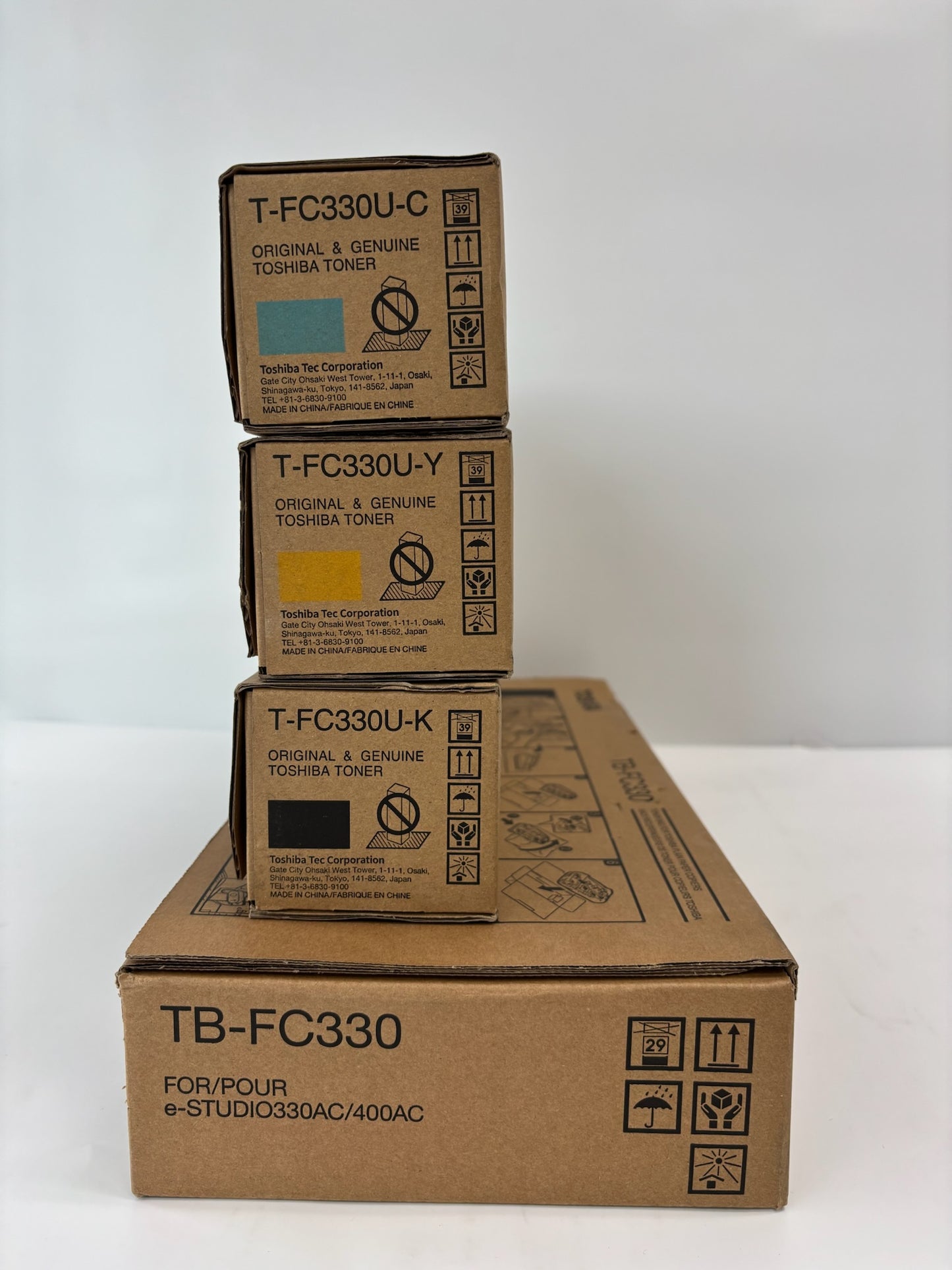 3 Genuine Toshiba eS330AC,400AC Cyan Yellow & Black Toners T-FC330U-CYK + 1 WTB