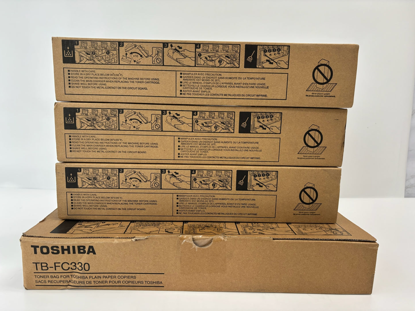 3 Genuine Toshiba eS330AC,400AC Cyan Yellow & Black Toners T-FC330U-CYK + 1 WTB