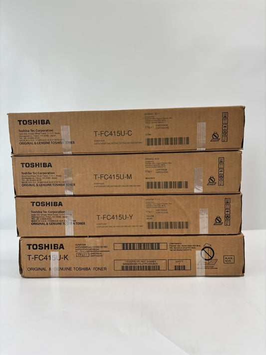 4 Genuine Toshiba 2515AC, 3015AC, 3515AC,4515AC CMYK T-FC415U Toners
