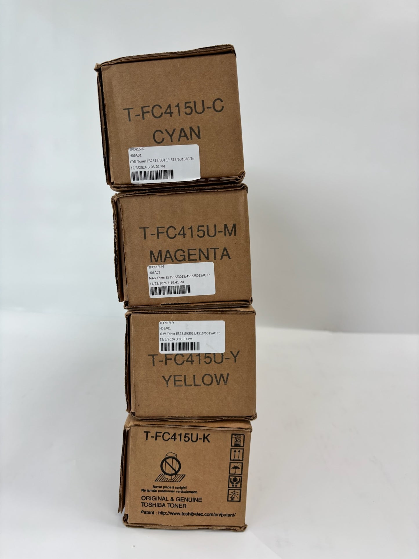 4 Genuine Toshiba 2515AC, 3015AC, 3515AC,4515AC CMYK T-FC415U Toners