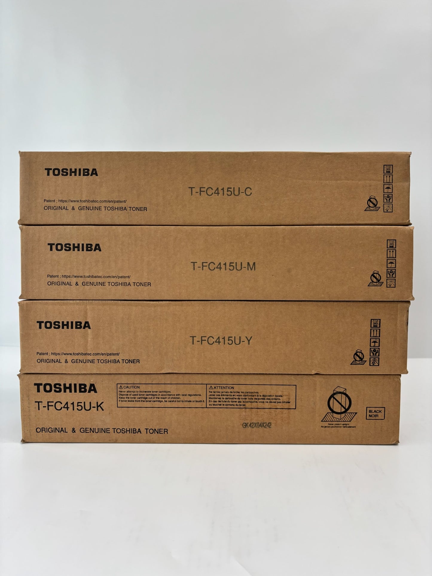 4 Genuine Toshiba 2515AC, 3015AC, 3515AC,4515AC CMYK T-FC415U Toners