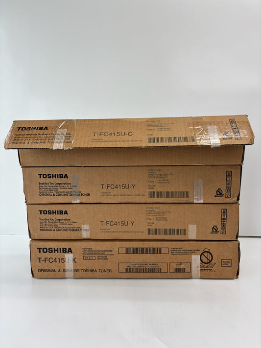 4 Genuine Toshiba 2515AC, 3015AC, 3515AC,4515AC CYYK T-FC415U Toners (Open Cyan)
