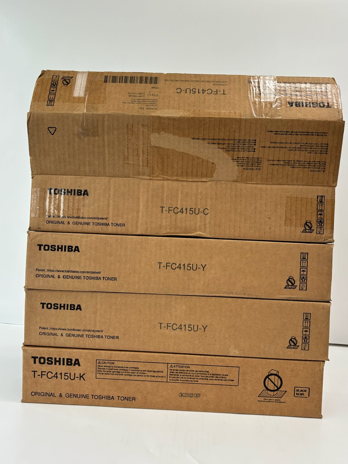4 Genuine Toshiba 2515AC, 3015AC, 3515AC,4515AC CYYK T-FC415U Toners (Open Cyan)