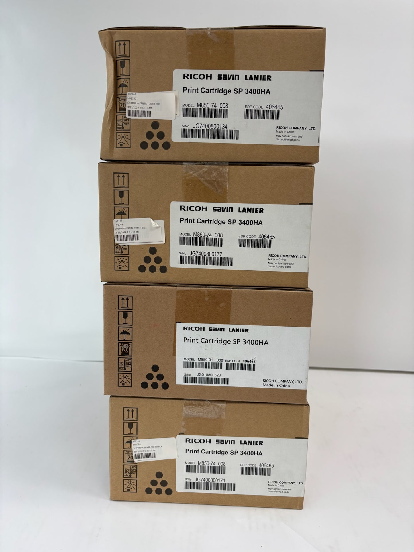 Lot of 4 Genuine Ricoh Aficio SP 3400HA Black Print Cartridge 406465, M850-01