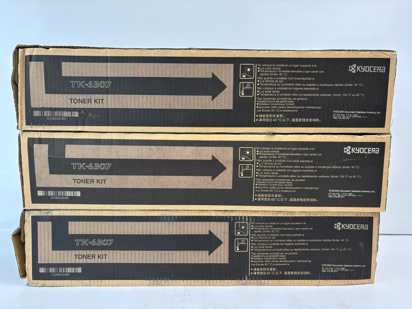 3 Genuine Kyocera Taskalfa 3500i, 4500i, 5500i Black Toners TK-6307, TK6307K