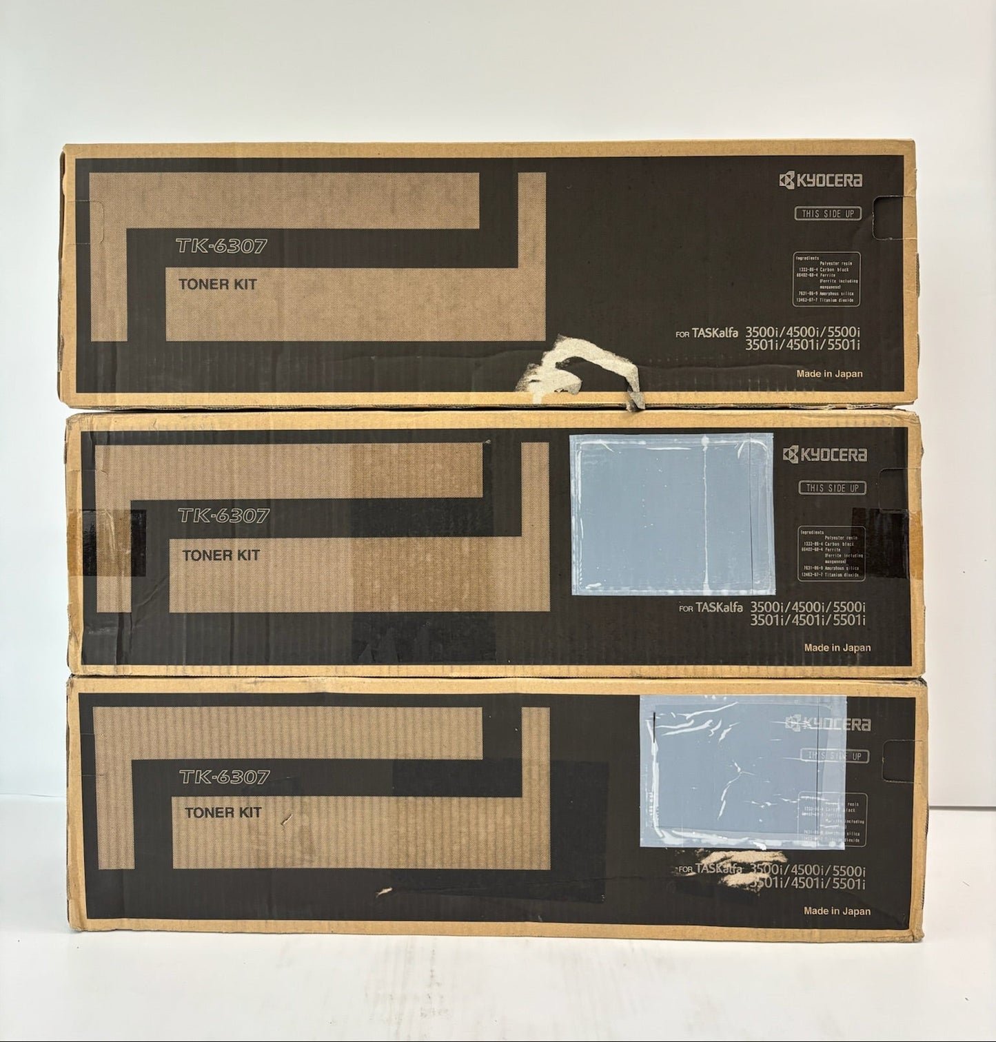 3 Genuine Kyocera Taskalfa 3500i, 4500i, 5500i Black Toners TK-6307, TK6307K