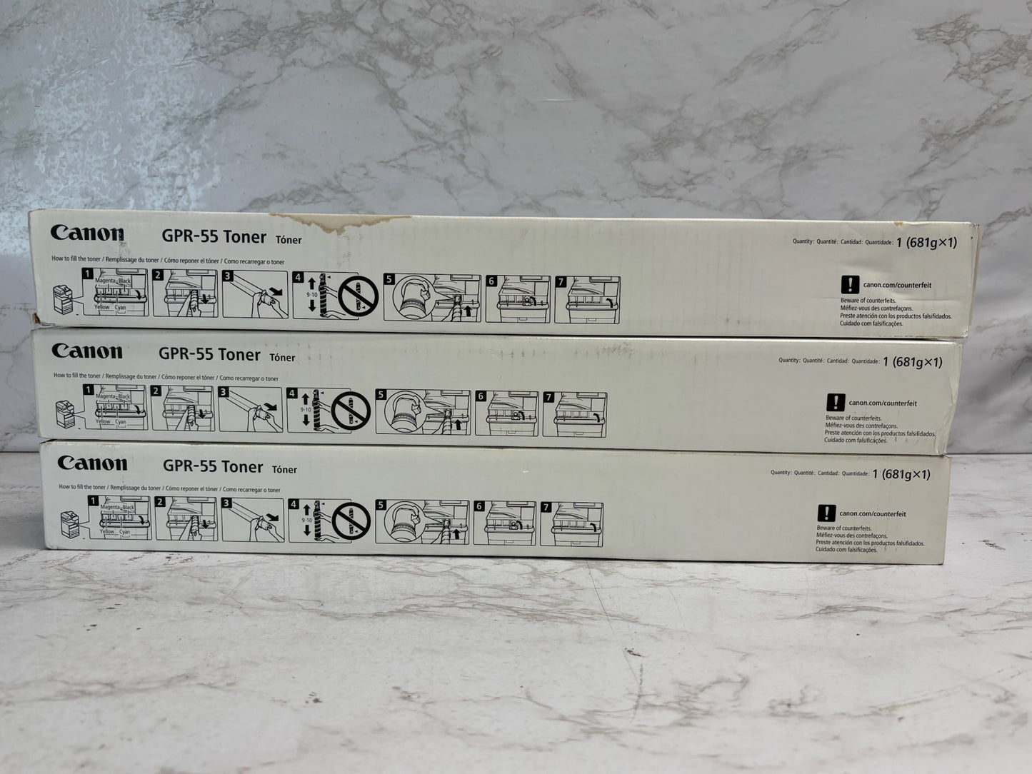 3 OEM Canon IR C5535,C5540,C5550,C5560,C5735i,C5750i,C5760i GPR-55 MMY Toners