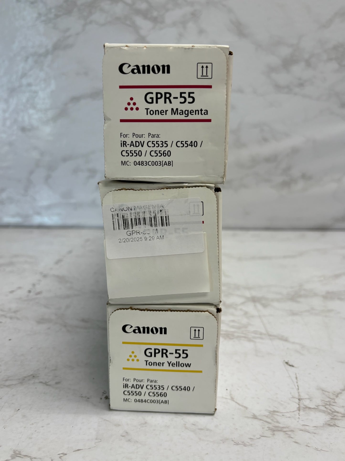 3 OEM Canon IR C5535,C5540,C5550,C5560,C5735i,C5750i,C5760i GPR-55 MMY Toners