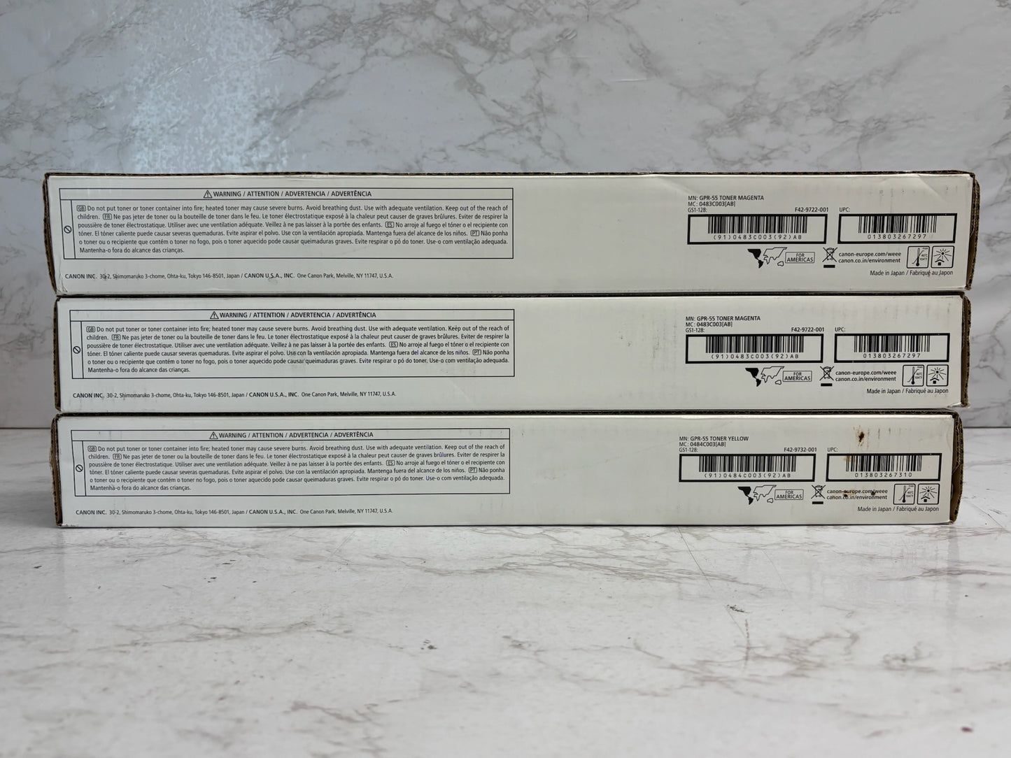 3 OEM Canon IR C5535,C5540,C5550,C5560,C5735i,C5750i,C5760i GPR-55 MMY Toners