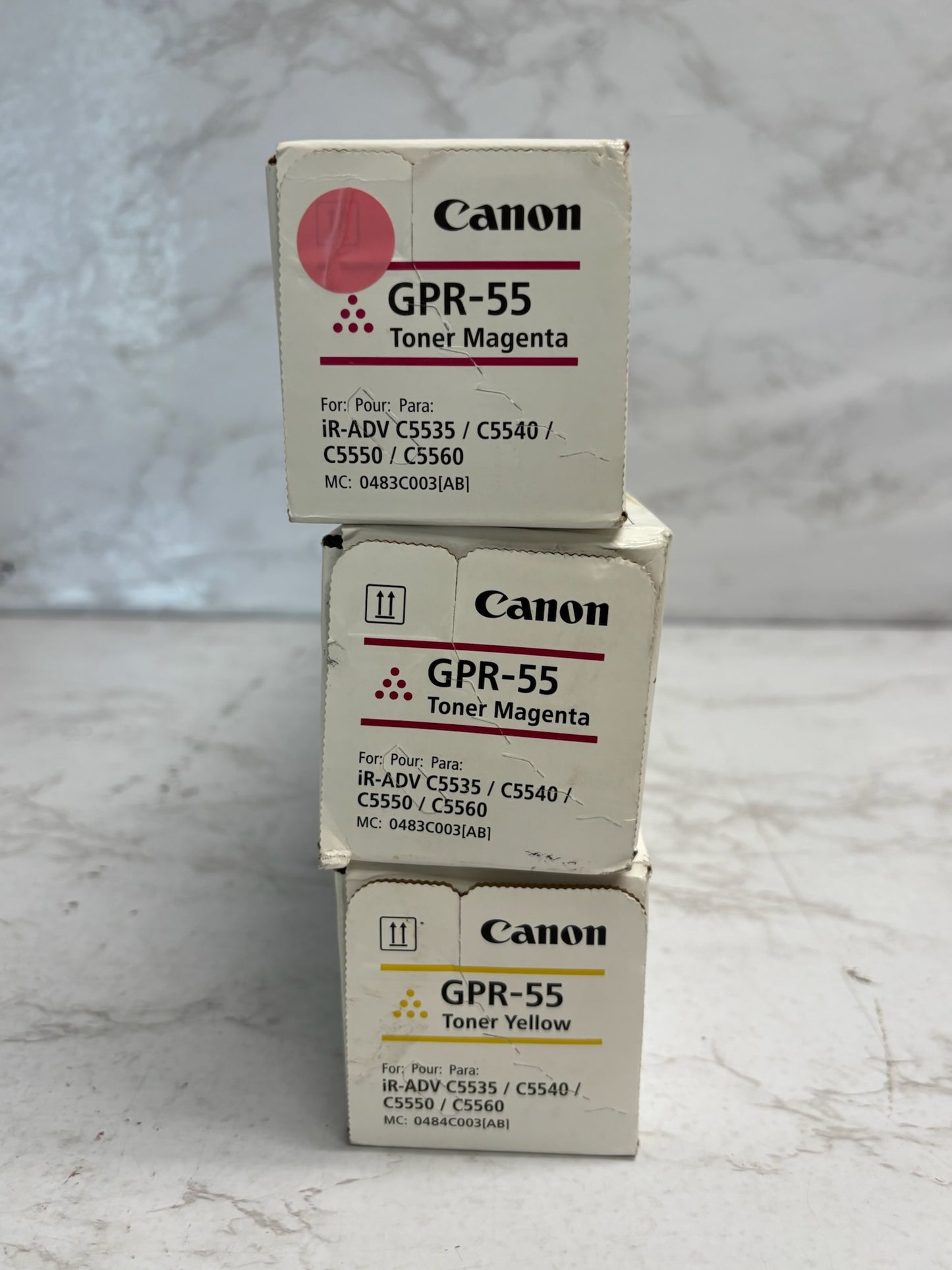 3 OEM Canon IR C5535,C5540,C5550,C5560,C5735i,C5750i,C5760i GPR-55 MMY Toners