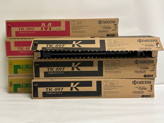 7 Genuine Kyocera TASKalfa 205cv FS-C8520MFP MMYYKKK Toners TK-897, TK897