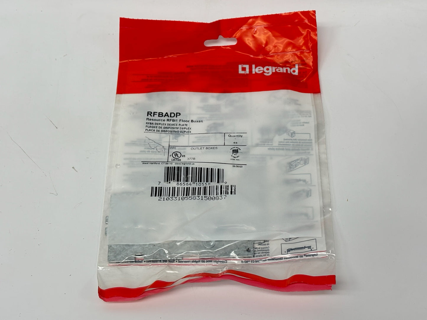 14PK Legrand RFBADP Duplex Device Plate — Steel Plate for RFBA® Floor Boxes