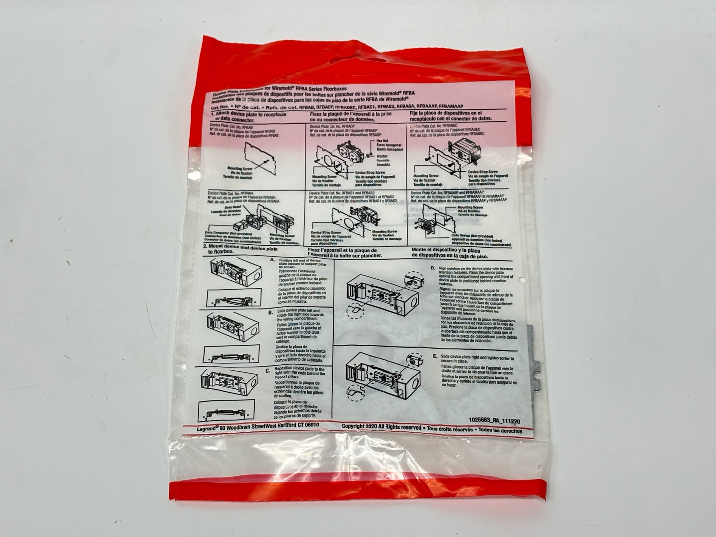 14PK Legrand RFBADP Duplex Device Plate — Steel Plate for RFBA® Floor Boxes