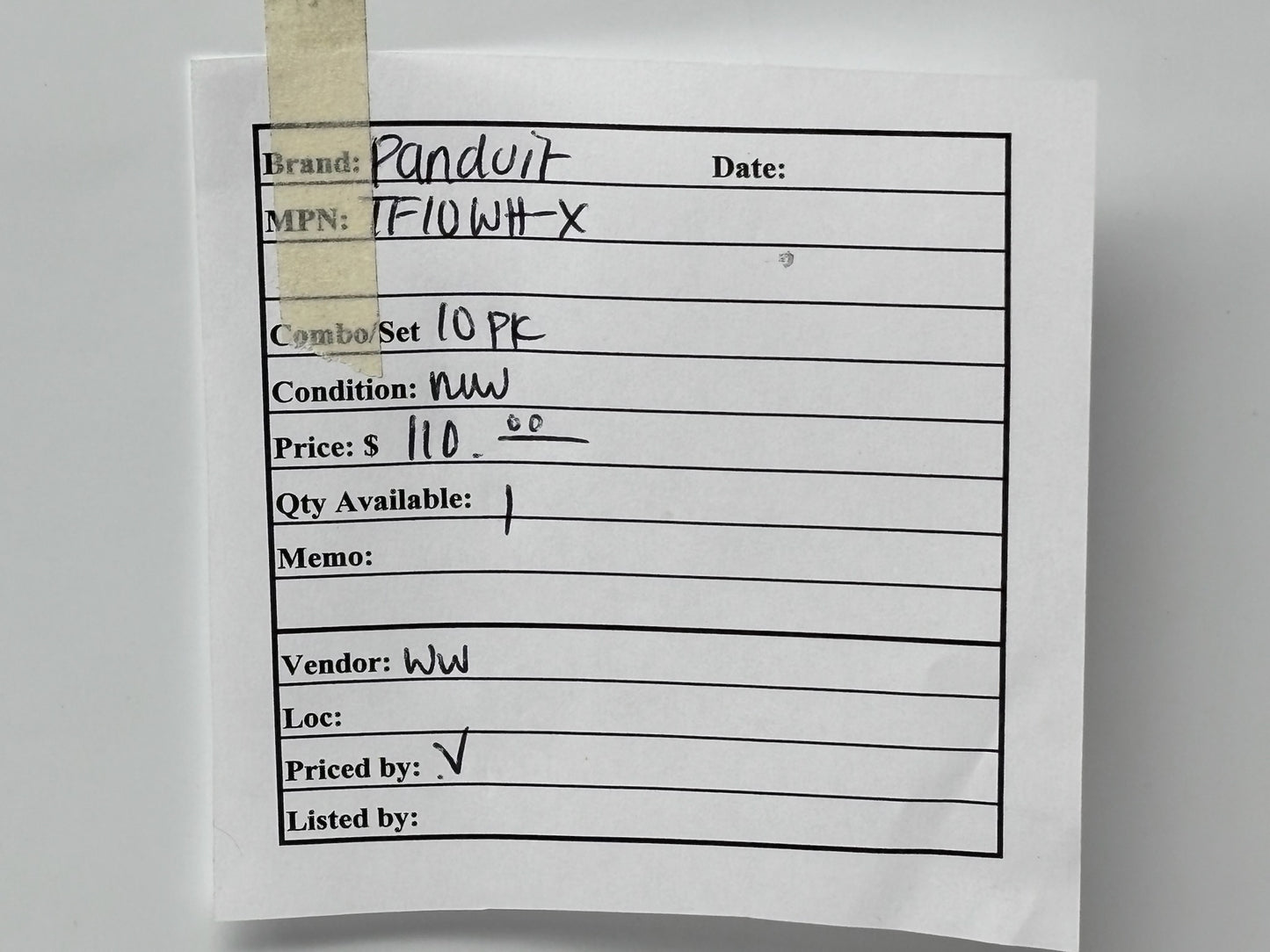 10PK Panduit TF10WH‑X Low‑Voltage Tee Fitting