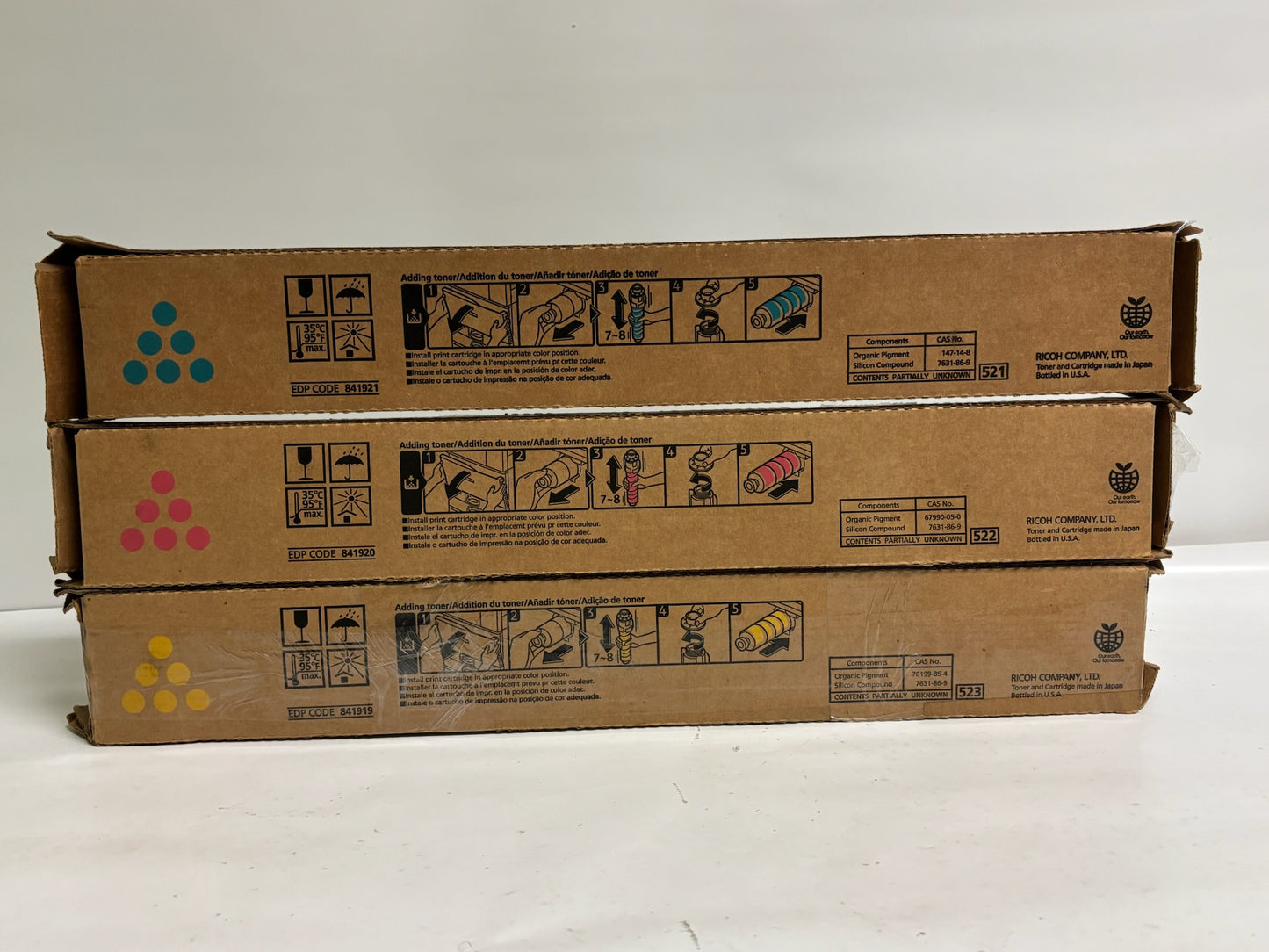 3 New OEM Ricoh MP C2003,C2004 CMY Toners 841919,84120,84121