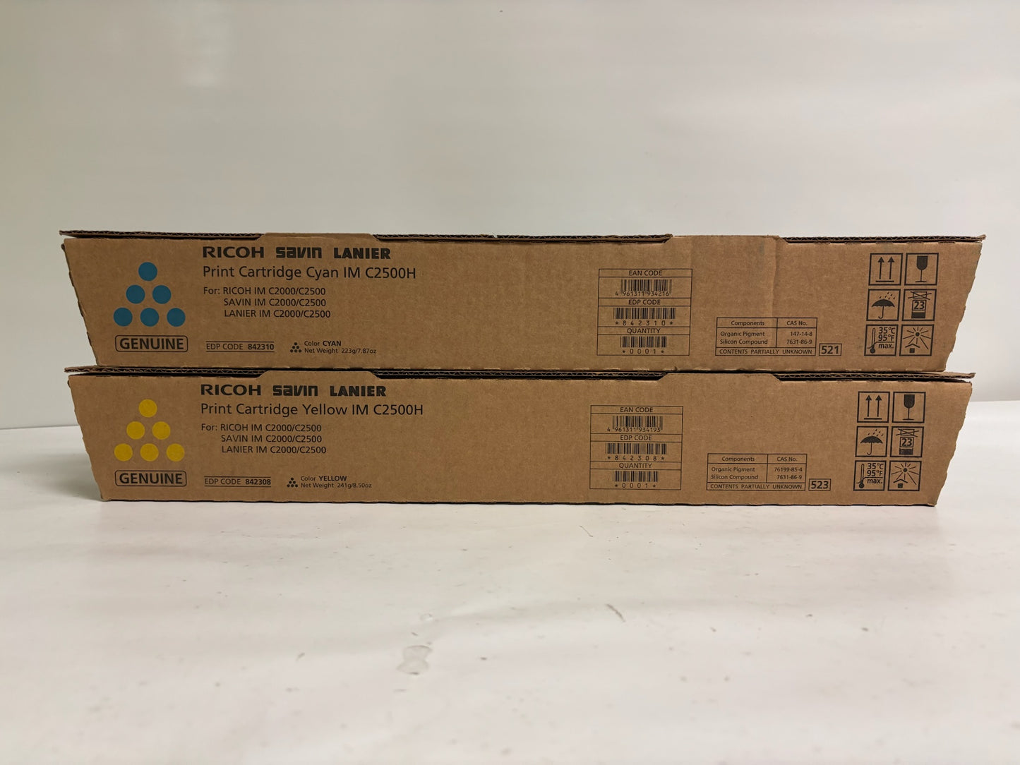 2 New OEM Ricoh IM C2000,C2500 Cyan & Yellow Toners 842308, 842310