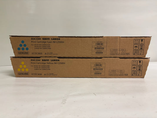 2 New OEM Ricoh IM C2000,C2500 Cyan & Yellow Toners 842308, 842310