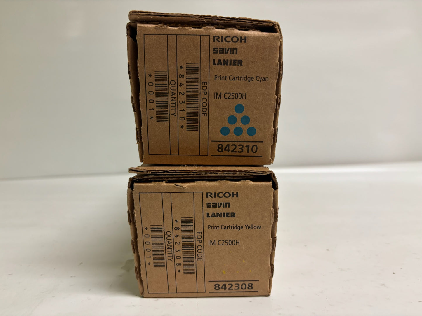 2 New OEM Ricoh IM C2000,C2500 Cyan & Yellow Toners 842308, 842310
