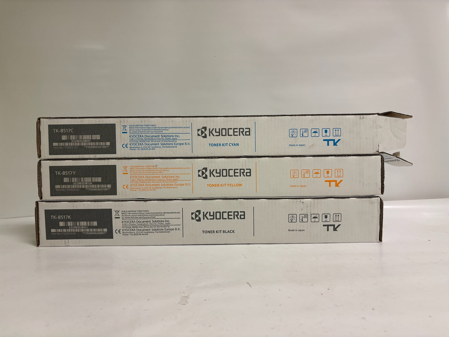 3 Genuine Kyocera TASKalfa 5052ci,5053ci CYK Toners TK-8517 (Cyan Open Box)