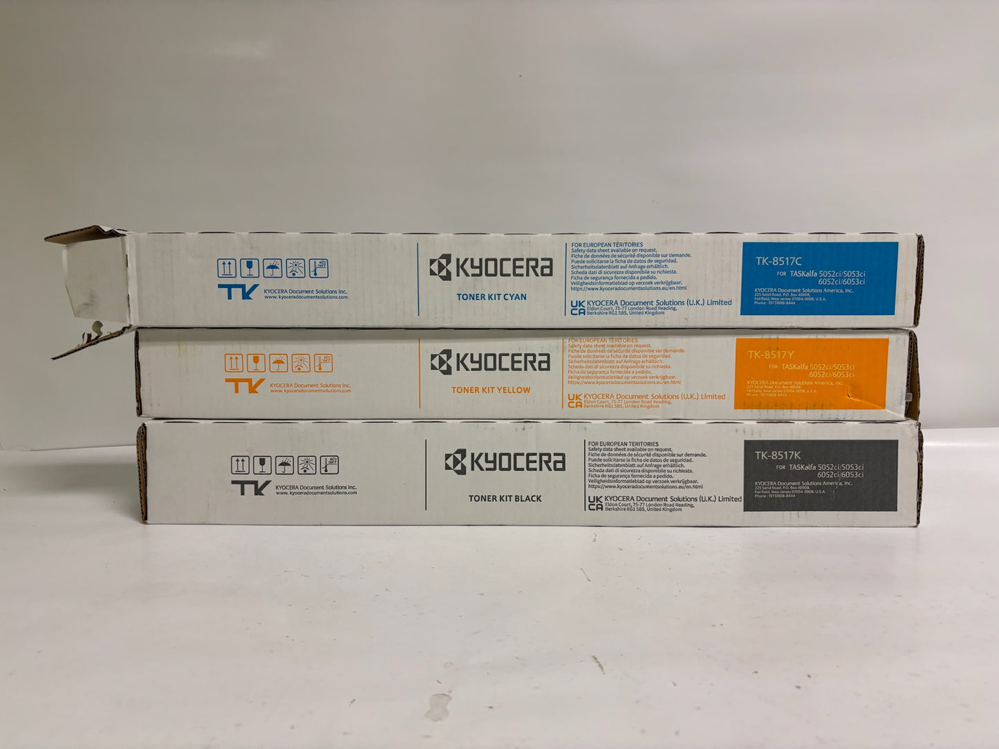 3 Genuine Kyocera TASKalfa 5052ci,5053ci CYK Toners TK-8517 (Cyan Open Box)