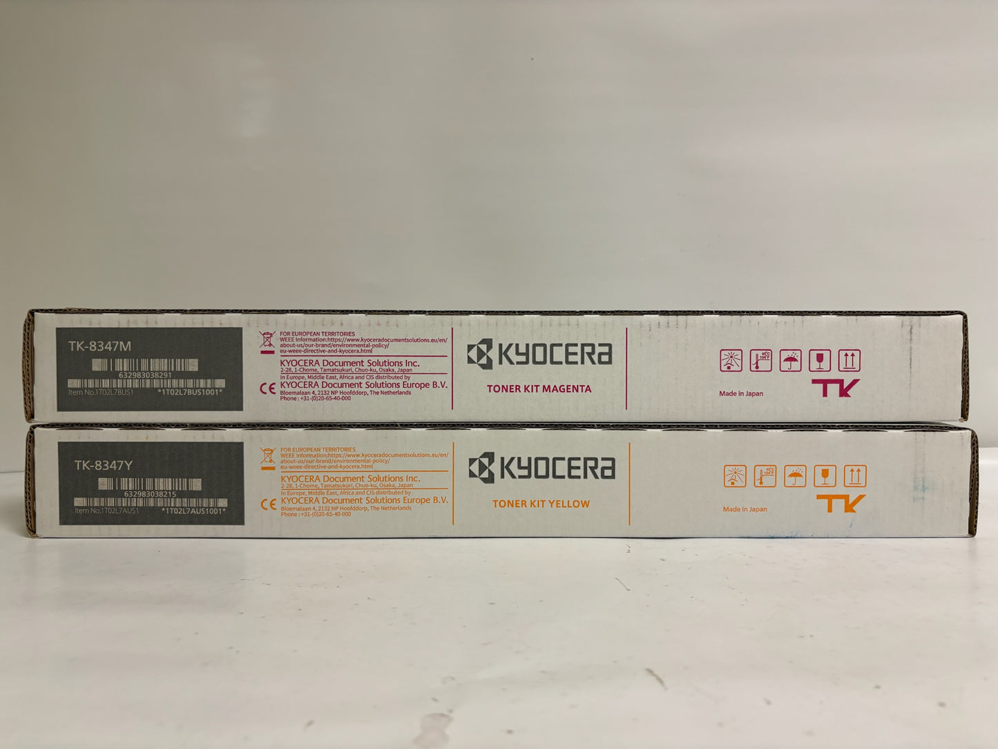 2 New OEM Kyocera TASKalfa 2552ci,2553ci  Magenta & Yellow Toners TK-8347