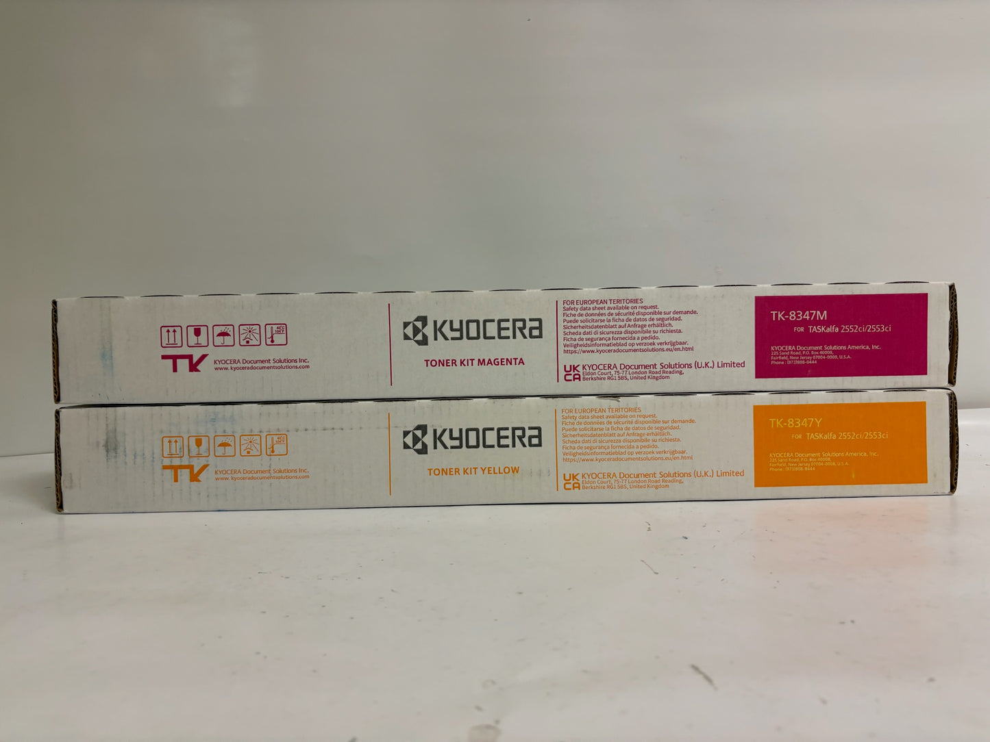 2 New OEM Kyocera TASKalfa 2552ci,2553ci  Magenta & Yellow Toners TK-8347