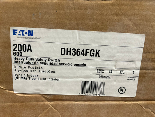 Eaton (DH364FGK) 200A 3-Phase Fusible Safety Switch, 600VAC