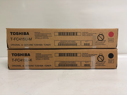 2 New OEM Toshiba E Studio 2515AC,3015AC Magenta & Black Toners T-FC415U