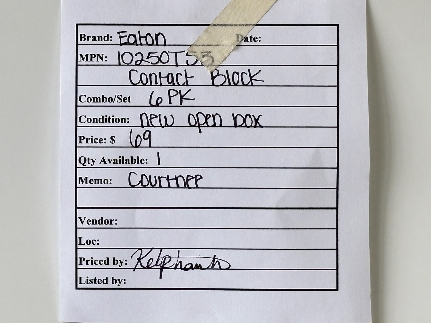 6PK Eaton 10250T53 Contact Block