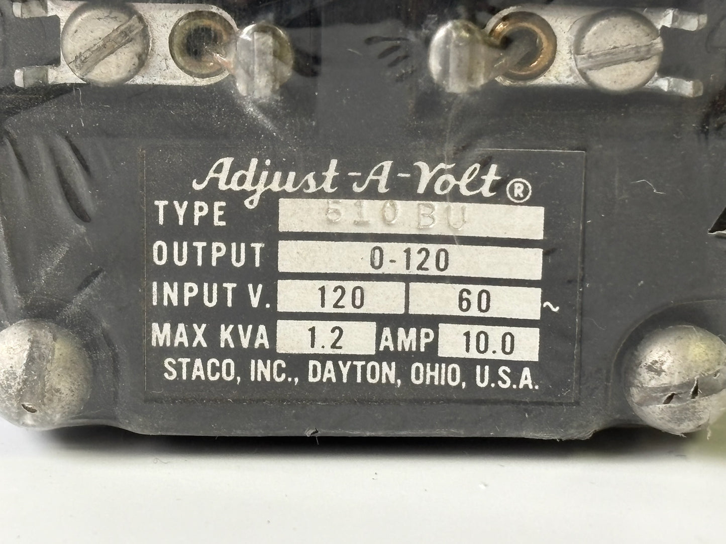 Adjust-A-Volt SQ510BU Variable Autotransformer 1.2 kVA 0-120 V