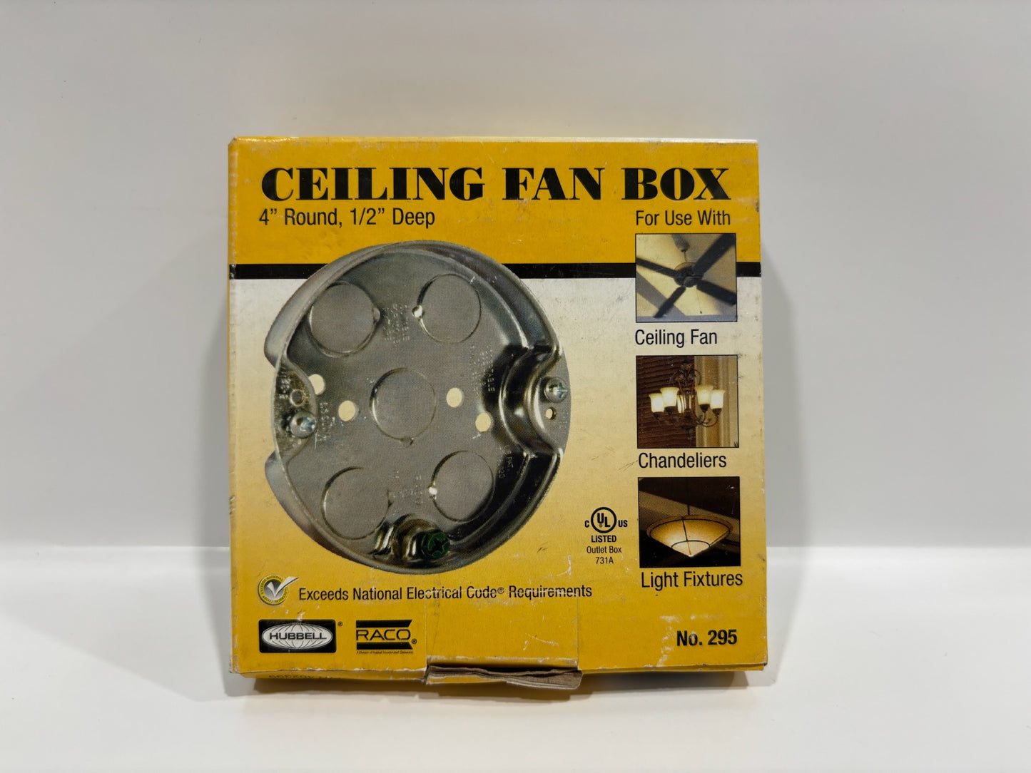 10 PK Hubbell Raco 295 Ceiling Fan Box 4" Round - 1/2" Deep