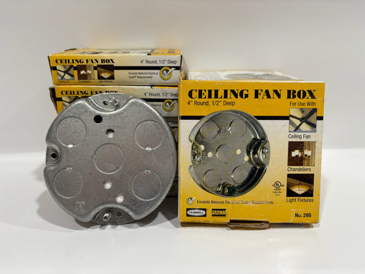 10 PK Hubbell Raco 295 Ceiling Fan Box 4" Round - 1/2" Deep