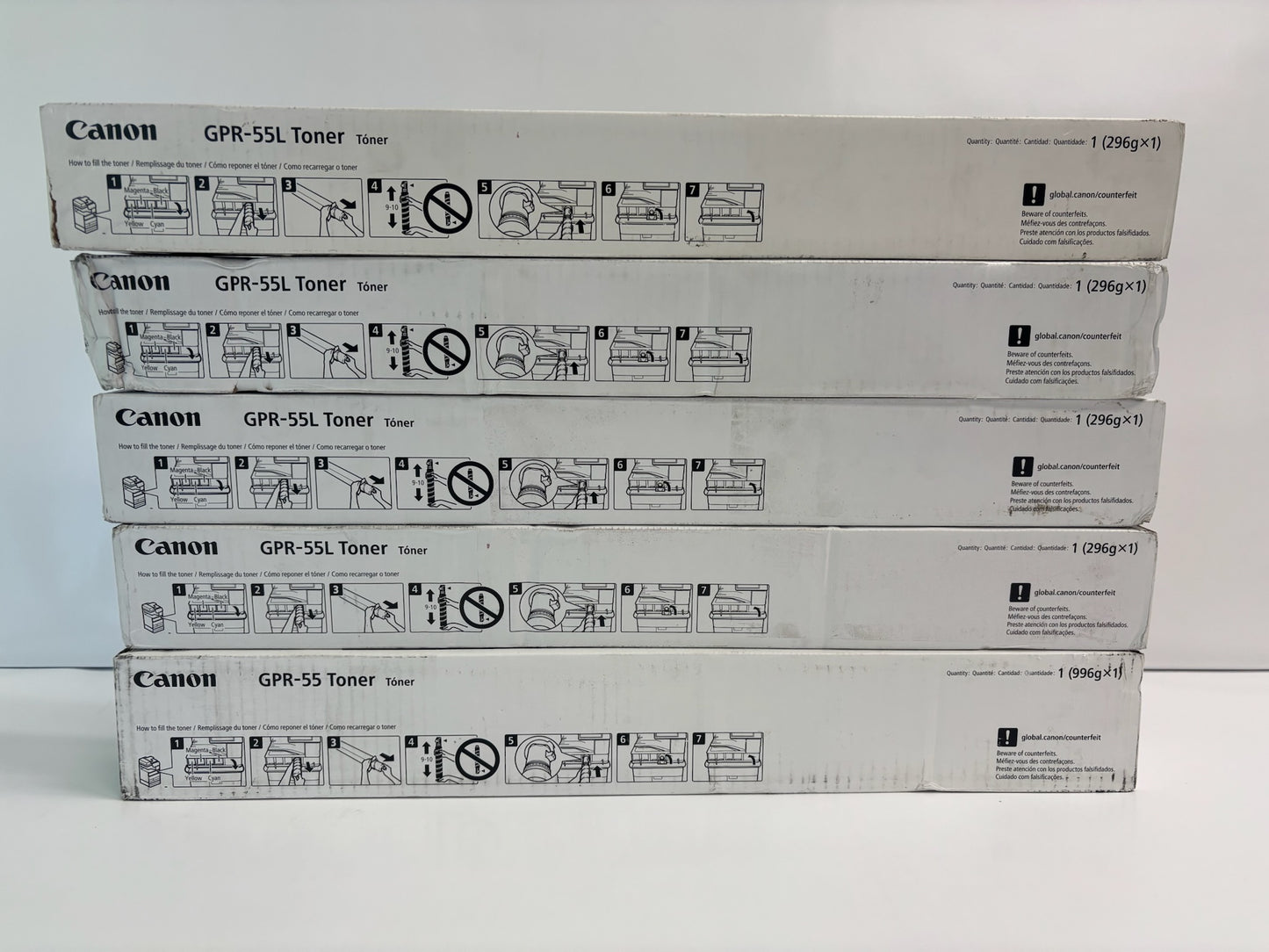 5 Genuine Canon iRA C5535i,C5535i Cyan, Mag & Black Toner GPR-55L CCMMK , GPR55K