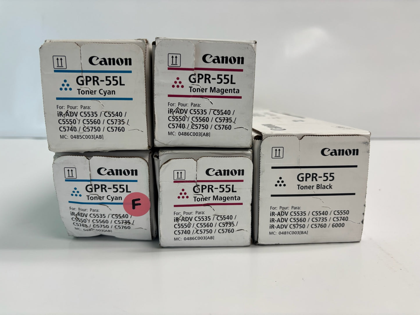 5 Genuine Canon iRA C5535i,C5535i Cyan, Mag & Black Toner GPR-55L CCMMK , GPR55K