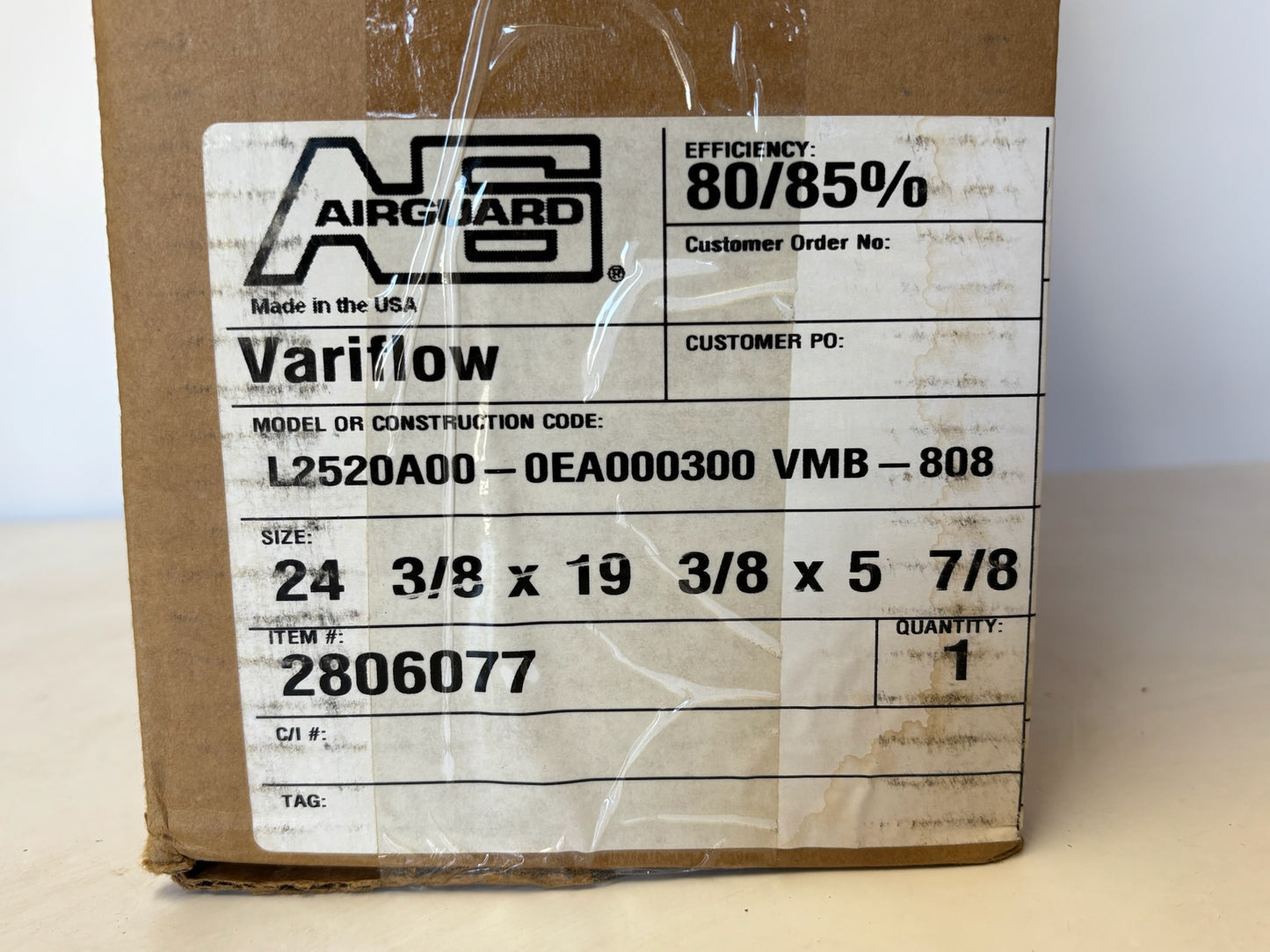 Airguard VMB-808 (L2520A00-0EA000300) 20x20x12 Rigid Cell Filter MERV 13