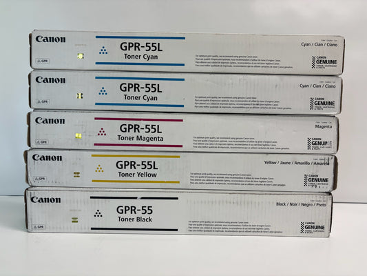 5 Genuine Canon iRA C5535i, C5535i CCMYK Toner GPR-55L CCMY & GPR55K