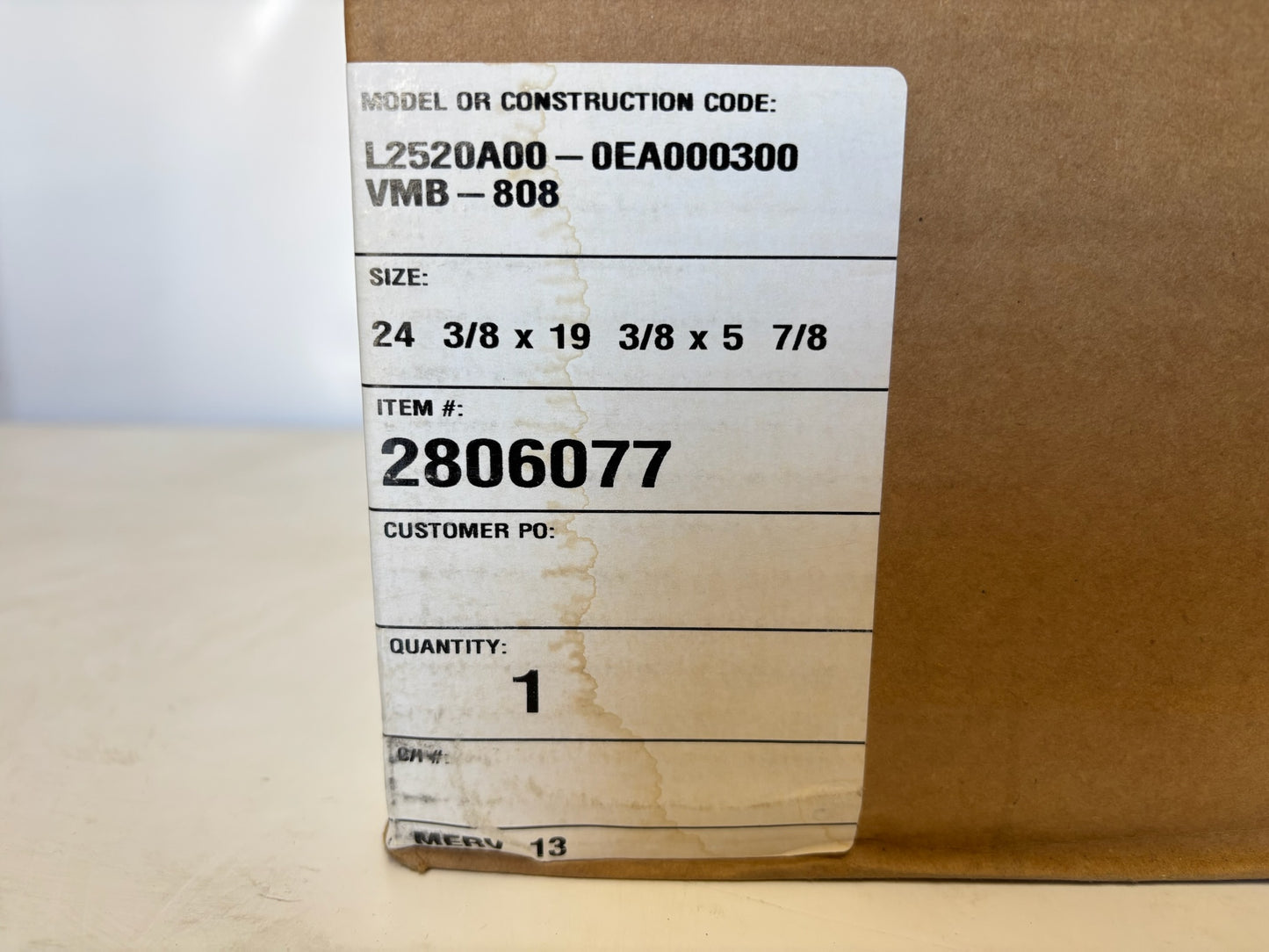 Airguard VMB-808 (L2520A00-0EA000300) 20x20x12 Rigid Cell Filter MERV 13