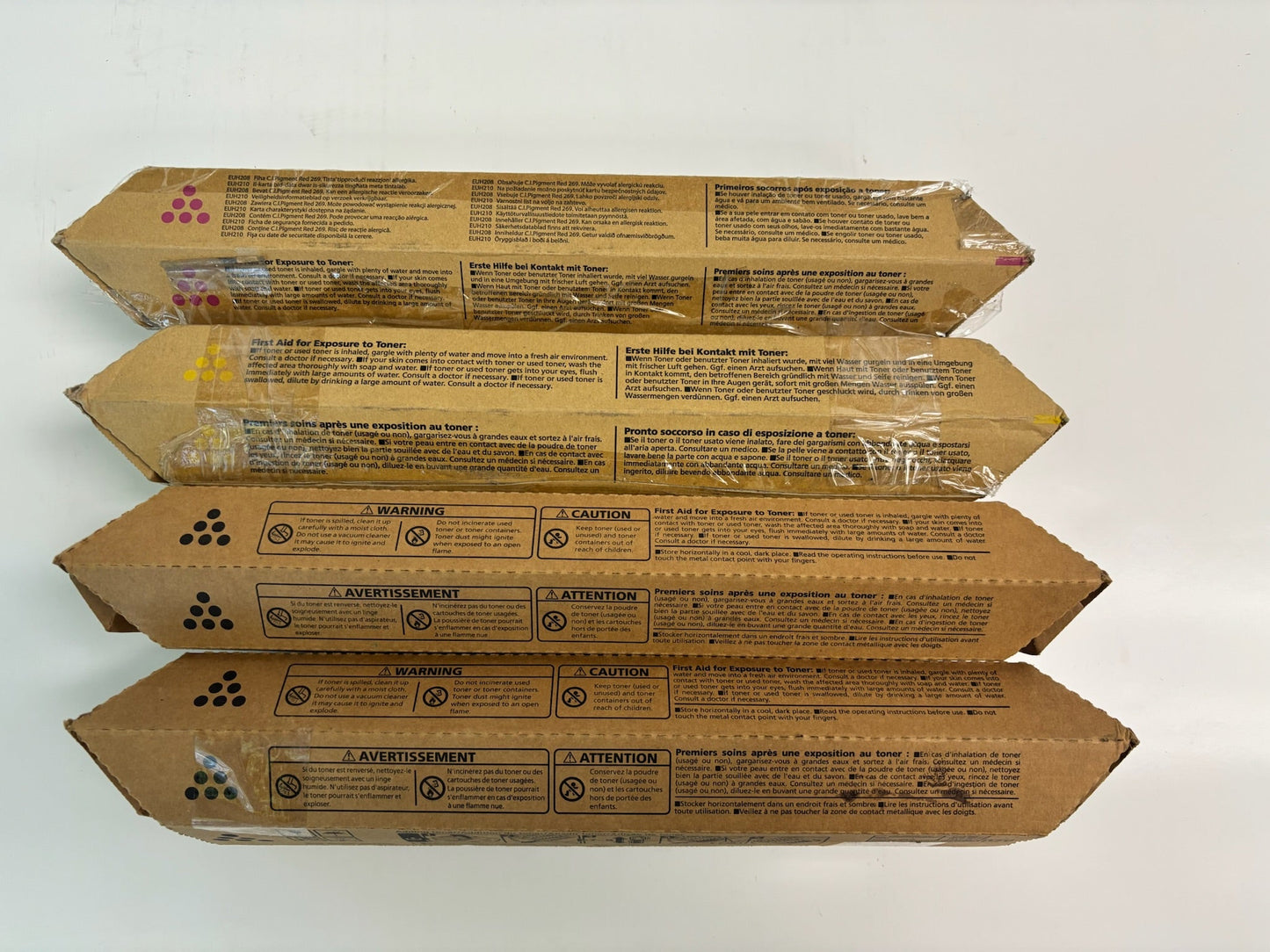 4 Genuine Ricoh SPC430A, CLP37A/LP137CA MYKK Toners 821302, 821303, 821105