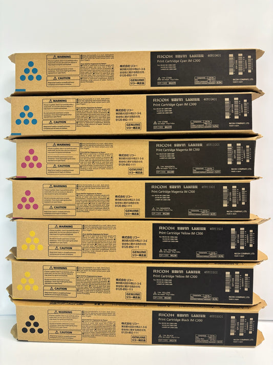 7 Genuine Ricoh IM C300, C400F CCMMYYK Toners 842378, 842379, 842380, 842381