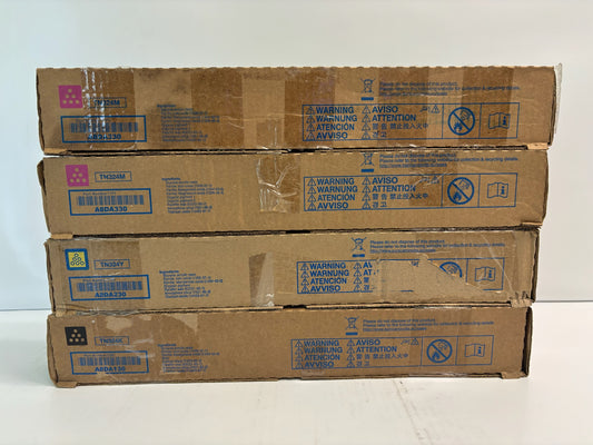 4 Genuine Konica Bizhub C258,C308,C368 Magenta, Yellow & Black Toners TN324 MMYK