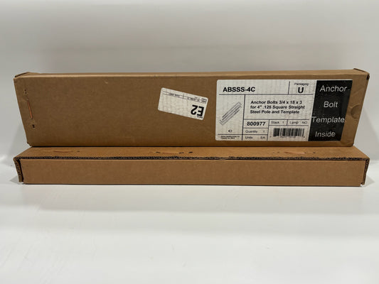 8 PC Acuity ABSSS-4C Anchor Bolt For 4" Square Straight Steel Pole and Template