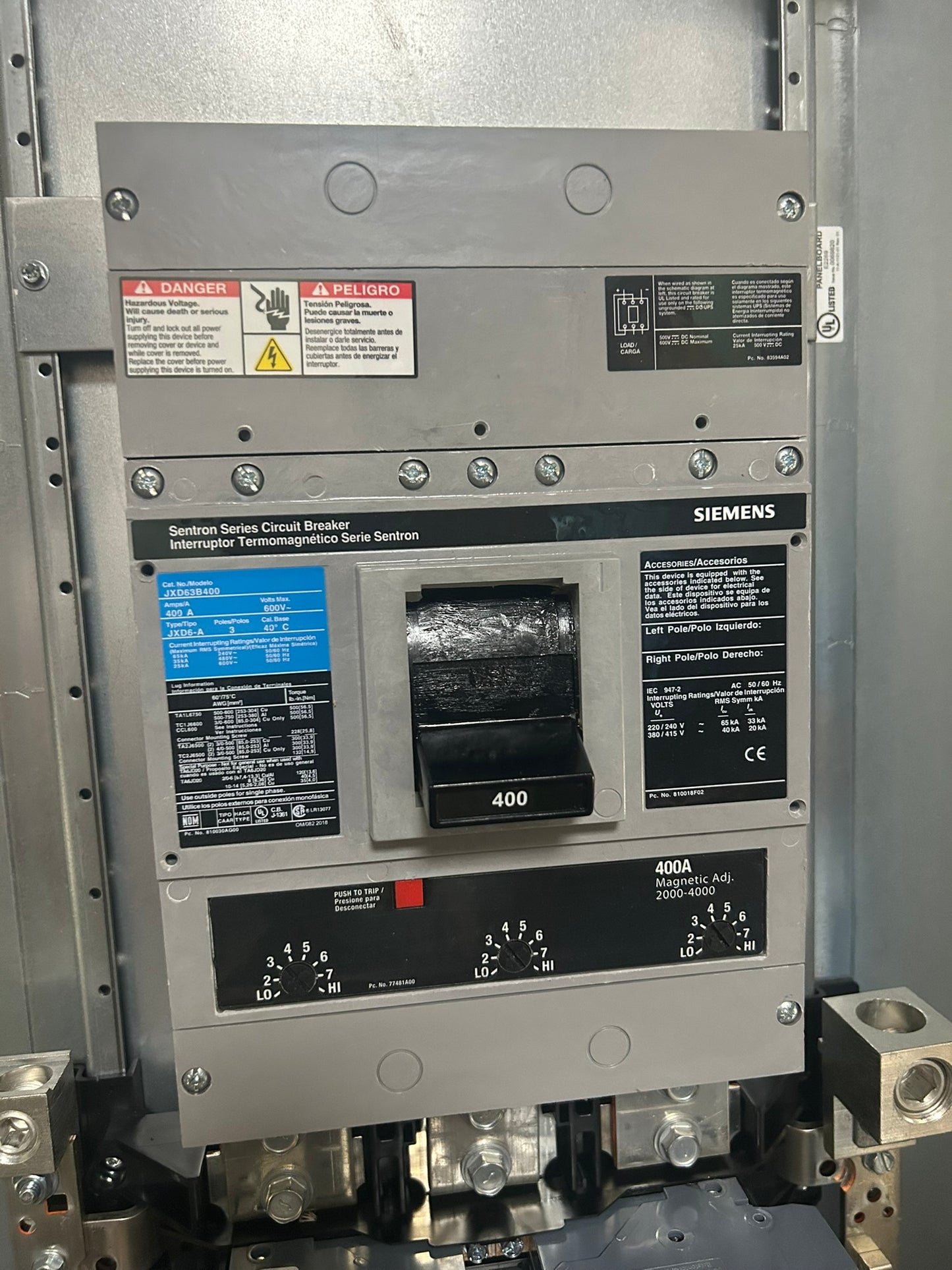 Siemens P1E42JX400CTFT 400 Amp 480Y/277V Panelboard Interior with Breakers