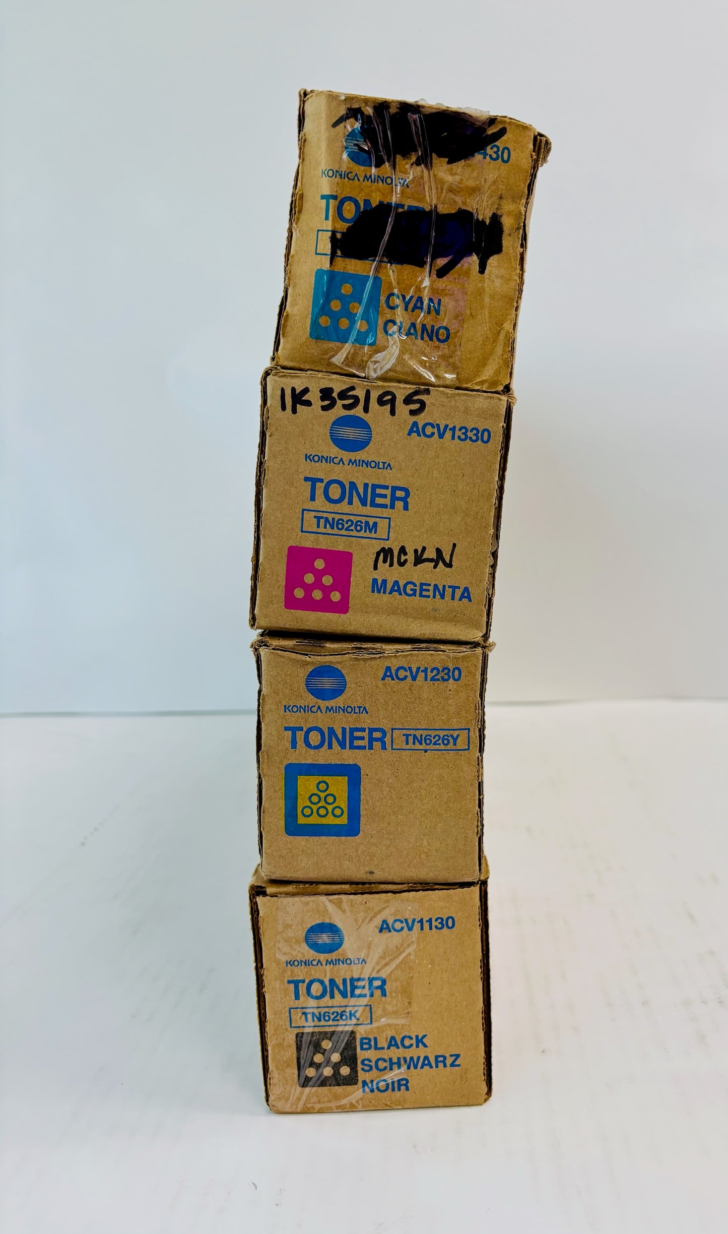 4 Cosmetic Genuine Konica BH C450i,C550i Cyan, Mag, Yel & Black Toner TN626 CMYK